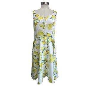 Belle Poque NWT Lemon Print Button Front Fit Flare Cottagecore Midi Dress XL